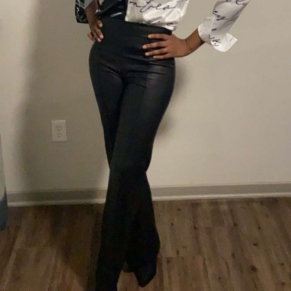 Faux Leather Wideleg Pants - Picture 2 of 3